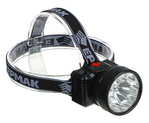 Фонарь налобный аккумуляторный 8 ярк.+ 0,5 Вт LED, вилка 220В, 8,8x7,4х8,5см
