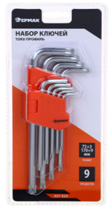 Набор ключей TORX-профиль 9пр. (75х3мм-170х9мм) ЕРМАК