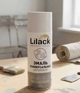 Аэрозольная эмаль универсальная LILACK 520мл белая глянцевая