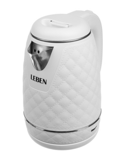 Чайник электрический LEBEN 1,8 л, 1500 Вт нержавеющая сталь пластик белый