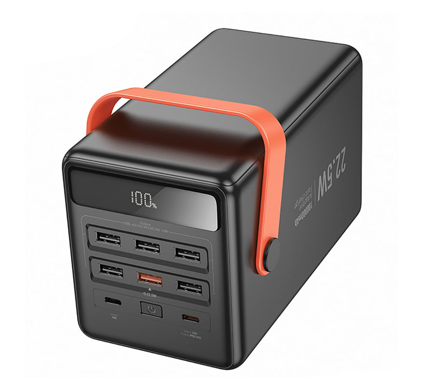 Аккумулятор внешний  Hoco J142 22.5W+PD20W 100000mAh 2Type-C/USB*6/Type-C*2 (black)(236147)