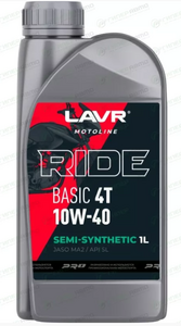 Масло LAVR 4-х тактное 10W40 RIDE BASIC API SL JASO MA/MA2 1л п/с