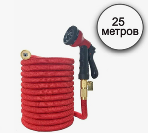 Шланг-чудо для полива с латуневым наконечником и быстросъёмом, 25м, КРАСНЫЙ