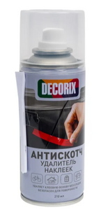 Удалитель наклеек АНТИСКОТЧ DECORIX со скребком 210мл