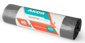Пакеты для мусора БИО "AKOR" 60л 20шт