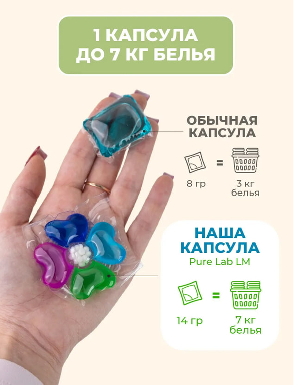 Капсулы для стирки PureLAB LIME атлантическая свежесть 25шт, бокс 1/12  КОРЕЯ