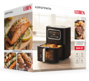 Аэрогриль 5л,LEBEN 1600Вт черный 220в