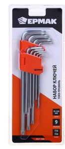 Набор ключей TORX-профиль 9 пр., T10 - T50, длина 95 - 220мм ЕРМАК